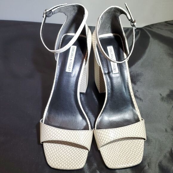 TARA SQUARE TOE SNAKE EMBOSSED BLOCK HEEL SANDAL - Picture 4 of 15